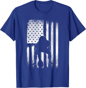 Patriotic USA Flag American Football Season Party Lineman T-Shirt - T-Shirt | Royal