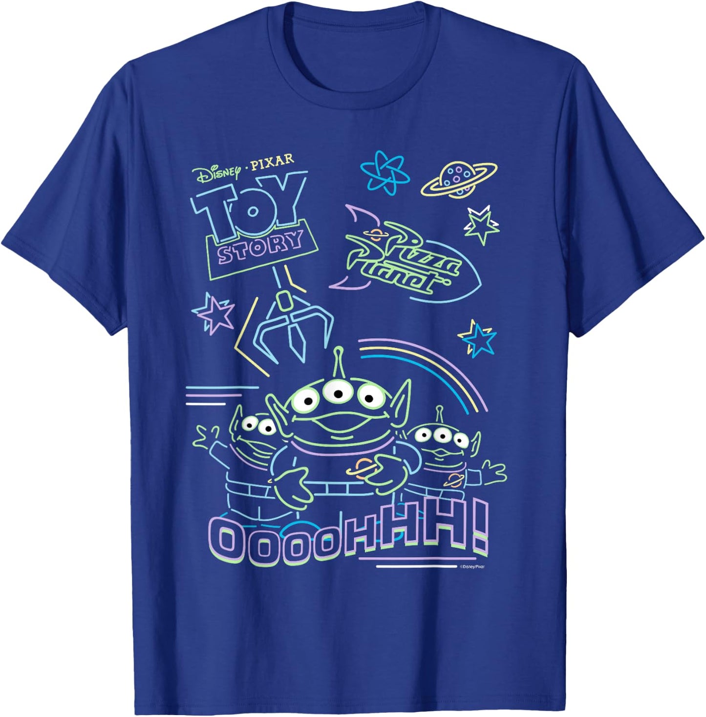 Disney and Pixar’s Toy Story Pizza Planet Aliens Neon T-Shirt - T-Shirt | Royal