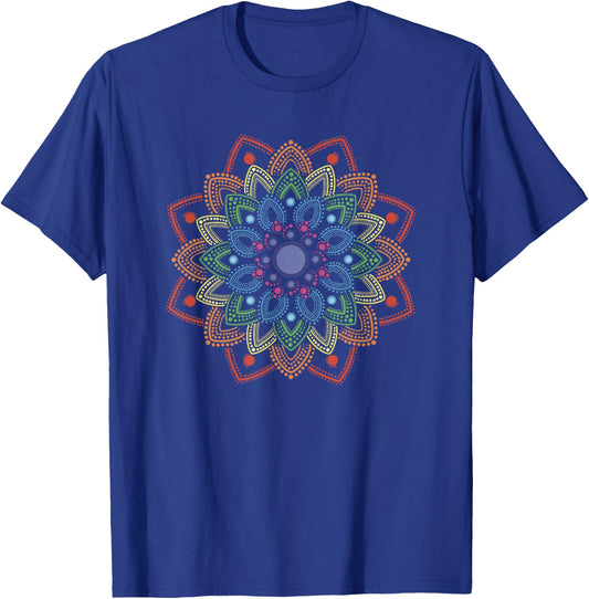 Rainbow Mandala Dotted Pattern T-Shirt - T-Shirt | Royal