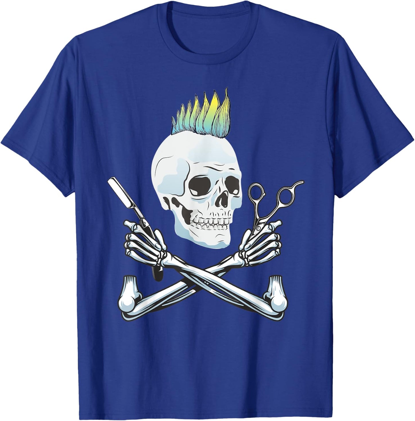 Color Punk Hairdresser Sugar Skull Hairstylist Fun Iroquois T-Shirt - T-Shirt | Royal