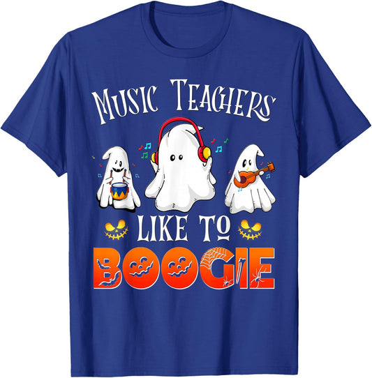 Halloween School Marching Band Music Teachers Like to Boogie Men Women T-Shirt - T-Shirt | Royal