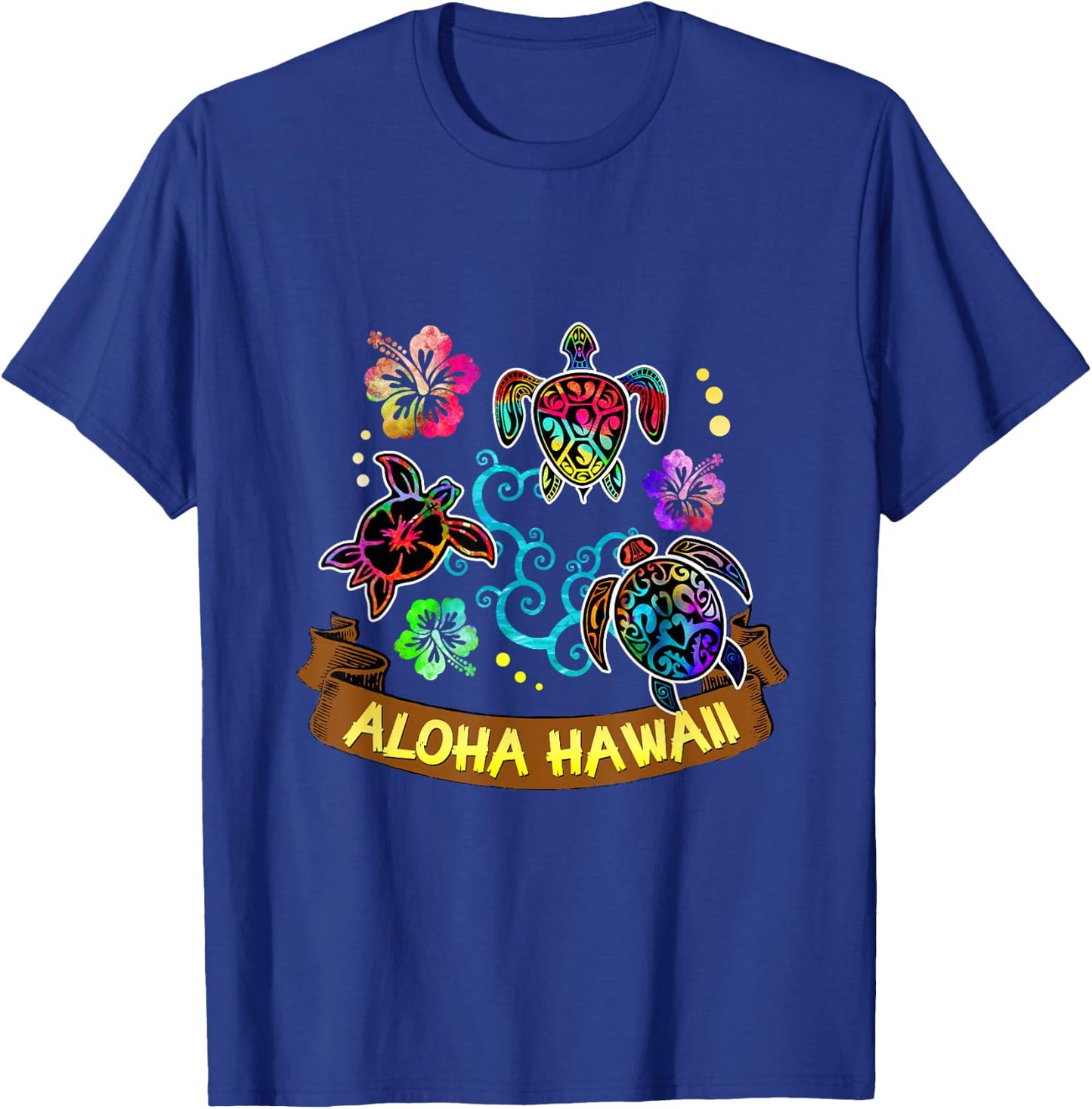 Artistic and Beautiful Aloha Hawaii Turtles T-Shirt - T-Shirt | Royal