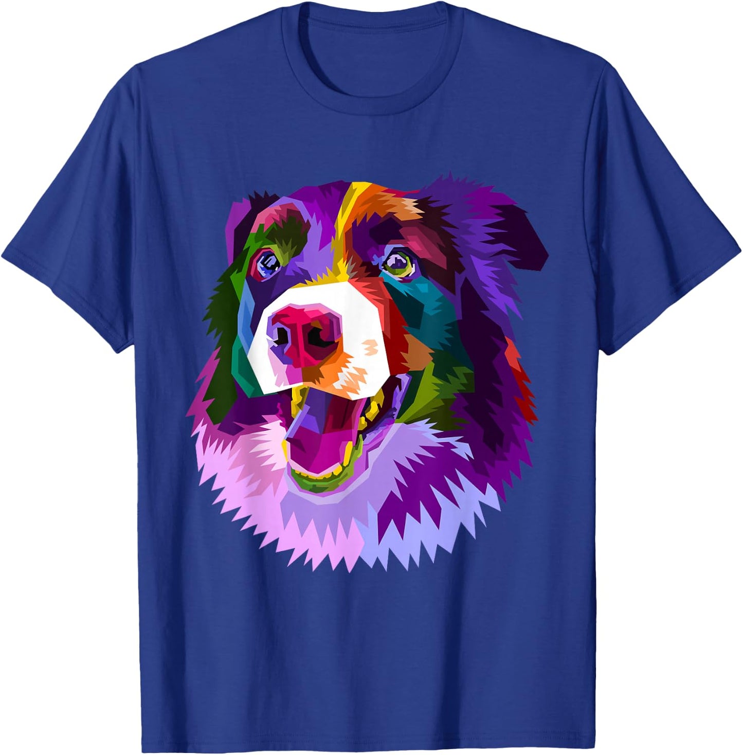 Border Collie Pop Art Portrait Colorful For Dog Owners T-Shirt - T-Shirt | Royal