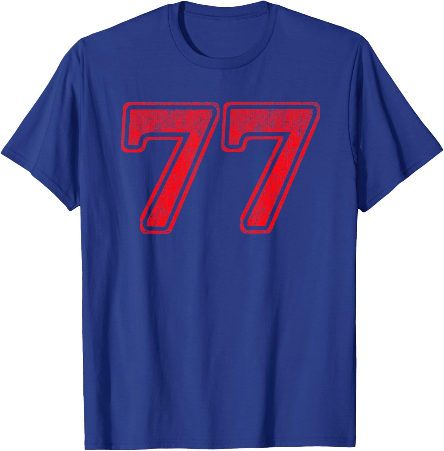Red 77 Number Seventy Seven Front Back Vintage Logo Uniform T-Shirt - T-Shirt | Royal
