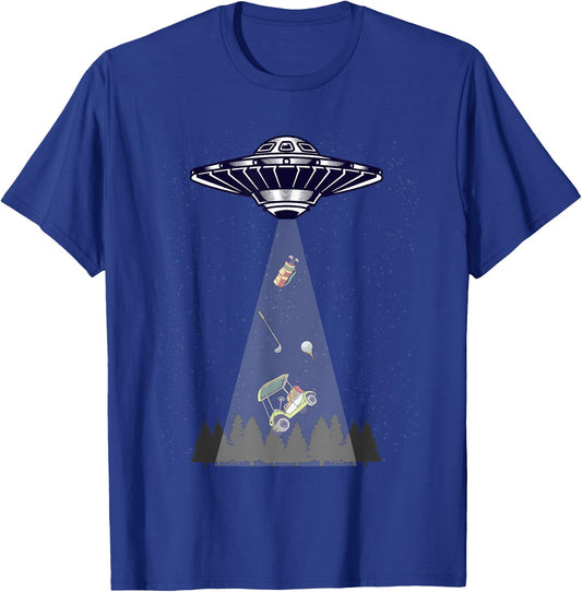 Funny Ufo Golfing Alien Abduction Golf Lover T-Shirt - T-Shirt | Royal