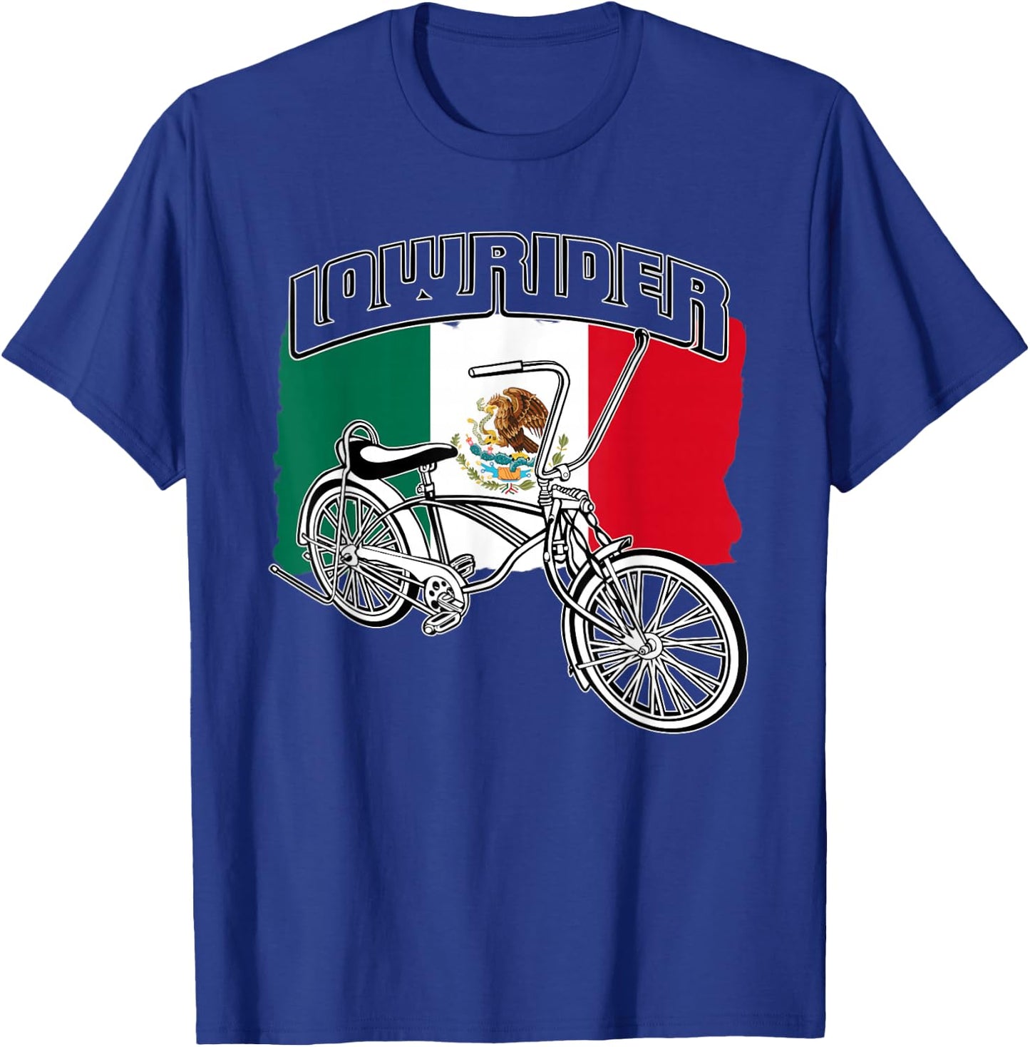 Low Rider Bicycle Mexico Flag Chicano Lowrider Bike T-Shirt - T-Shirt | Royal