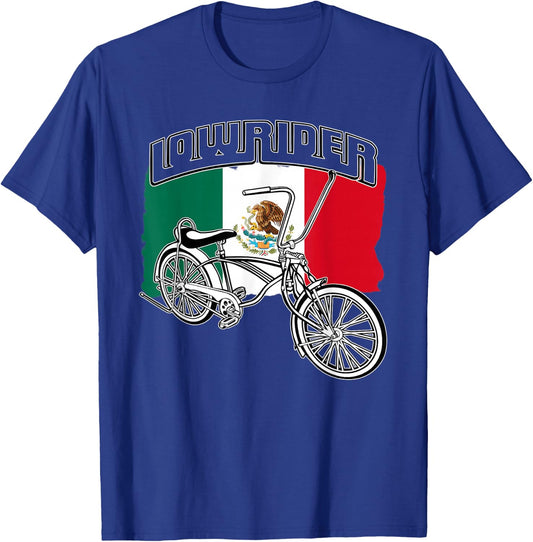 Low Rider Bicycle Mexico Flag Chicano Lowrider Bike T-Shirt - T-Shirt | Royal