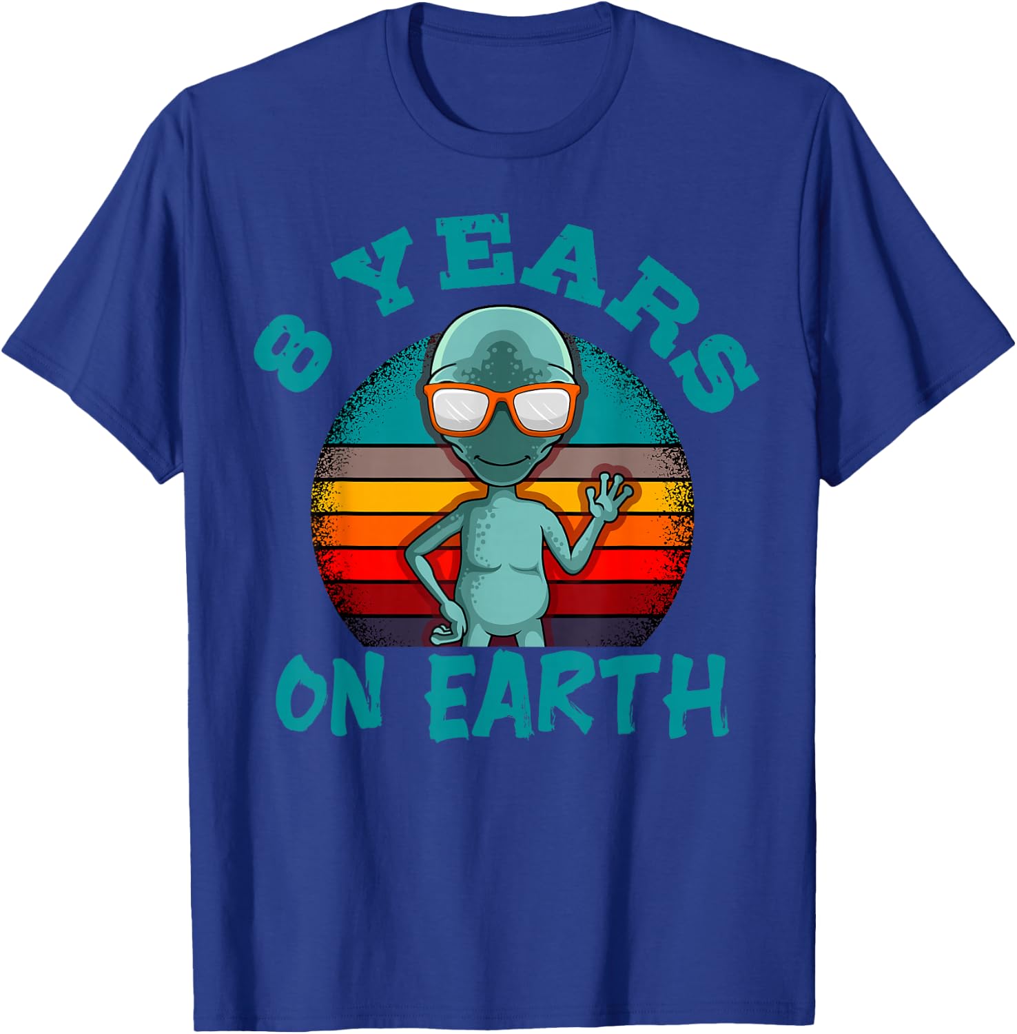 Alien 8th Birthday Party UFO Space Galaxy Traveler Cosmos T-Shirt - T-Shirt | Royal