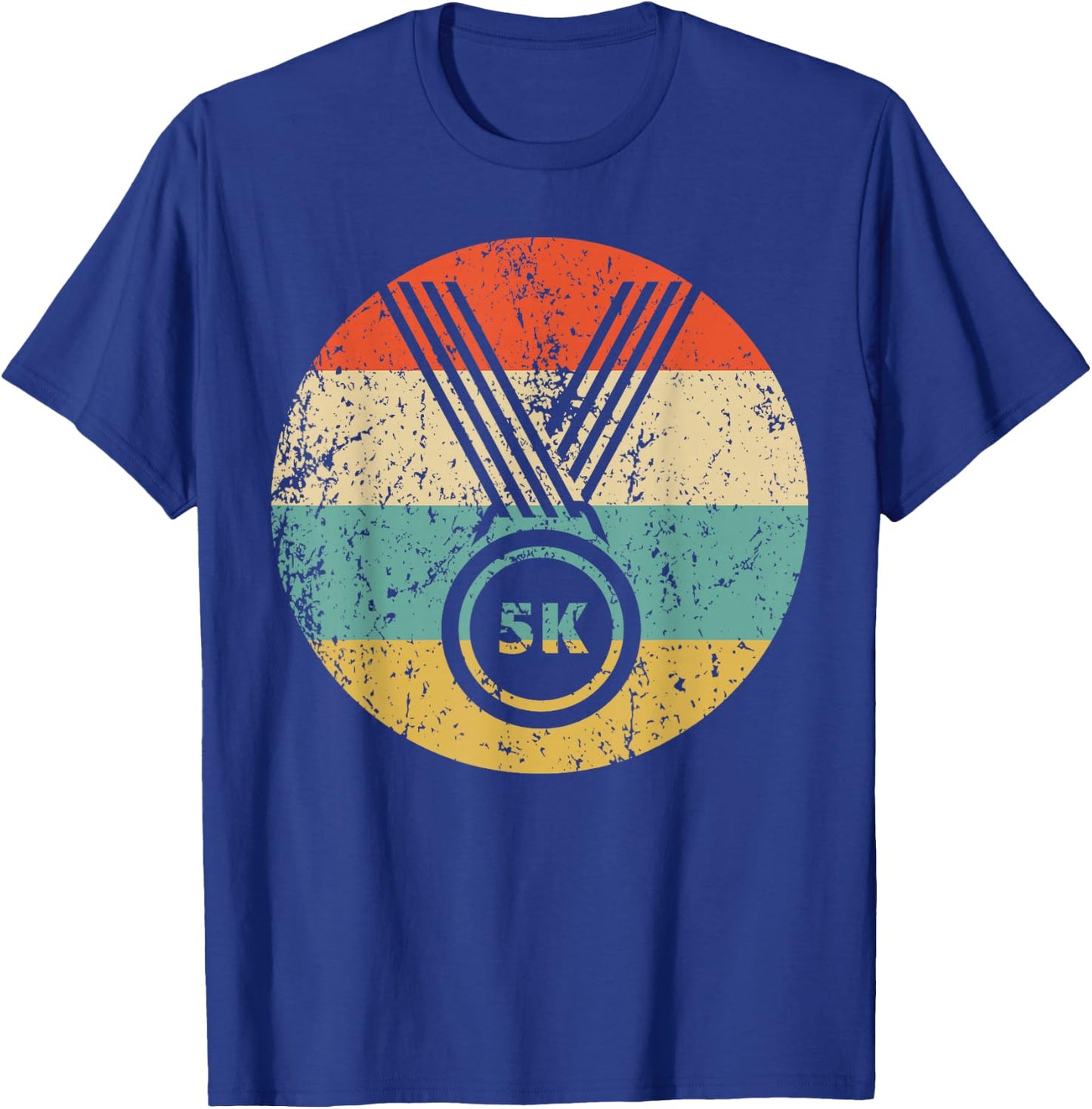 5K Race Finisher Medal Icon Retro Running T-Shirt - T-Shirt | Royal