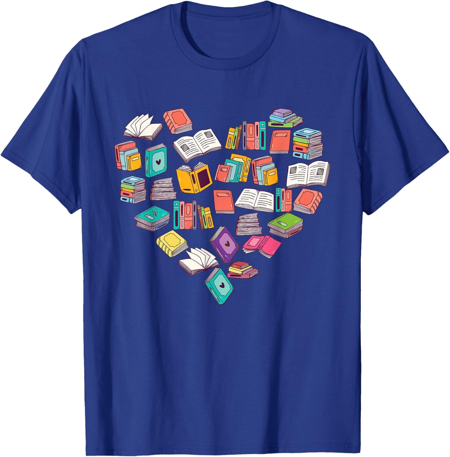 Heart Bookshelf - Book Lover School Librarian Library T-Shirt - T-Shirt | Royal