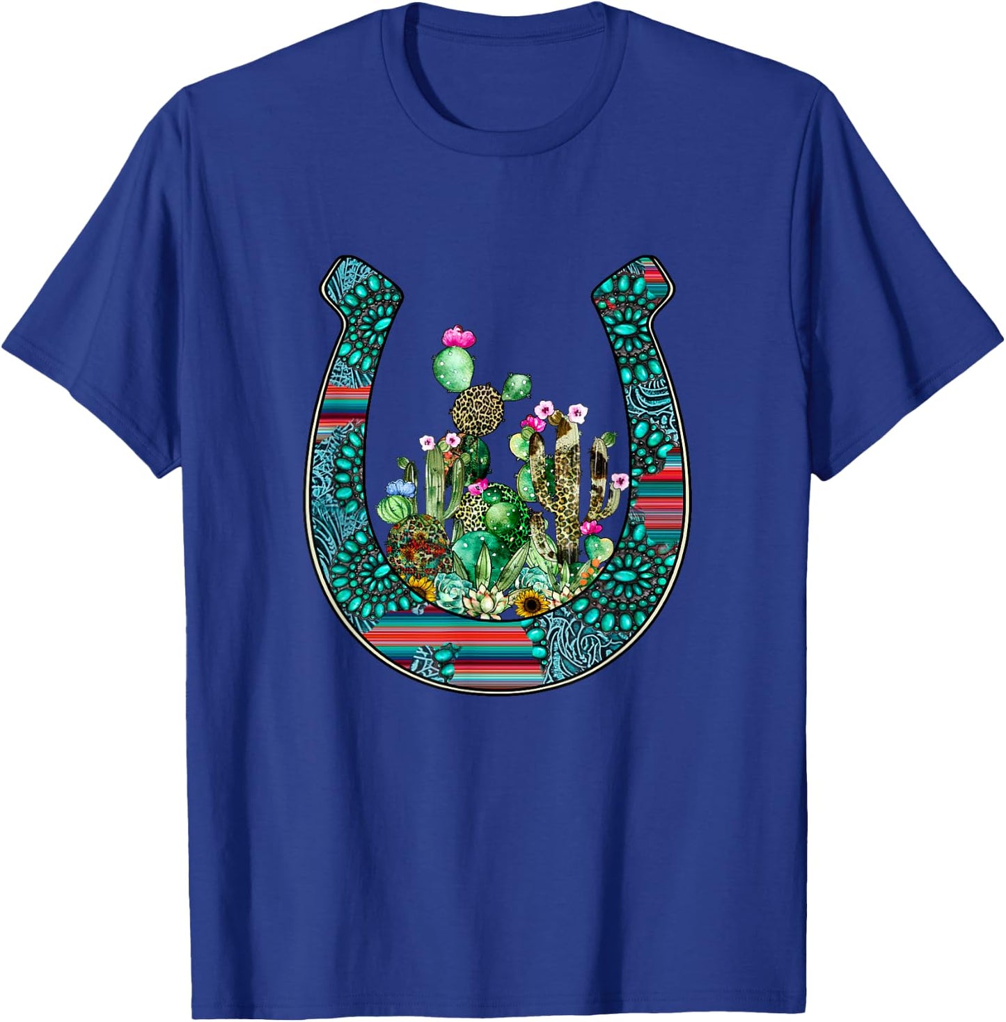 Country Western Cactus sunflower horseshoe apparel women T-Shirt - T-Shirt | Royal