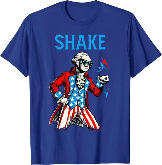 Retro Shake And Bake 4th of July Couple Matching American T-Shirt - T-Shirt | Royal