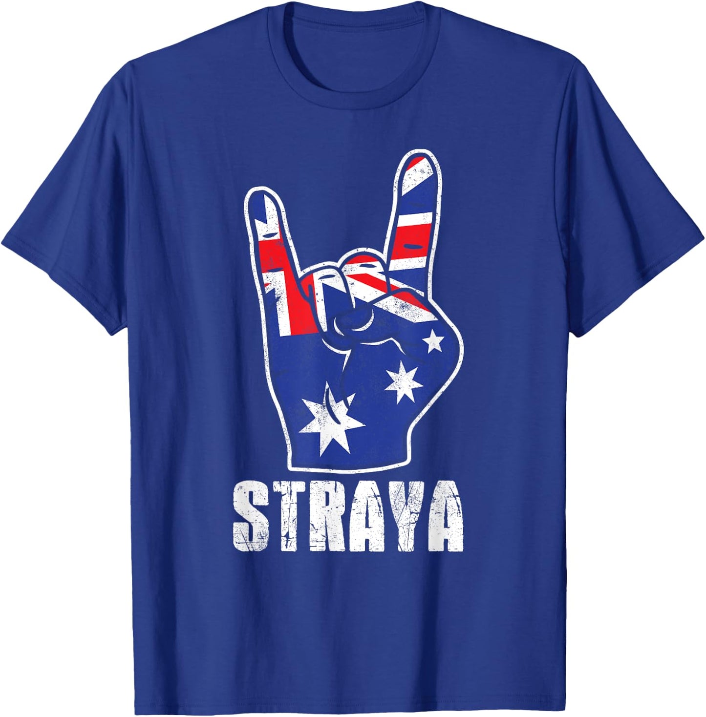 Straya Patriotic Australian Flag Rock Sign Australia T-Shirt - T-Shirt | Royal