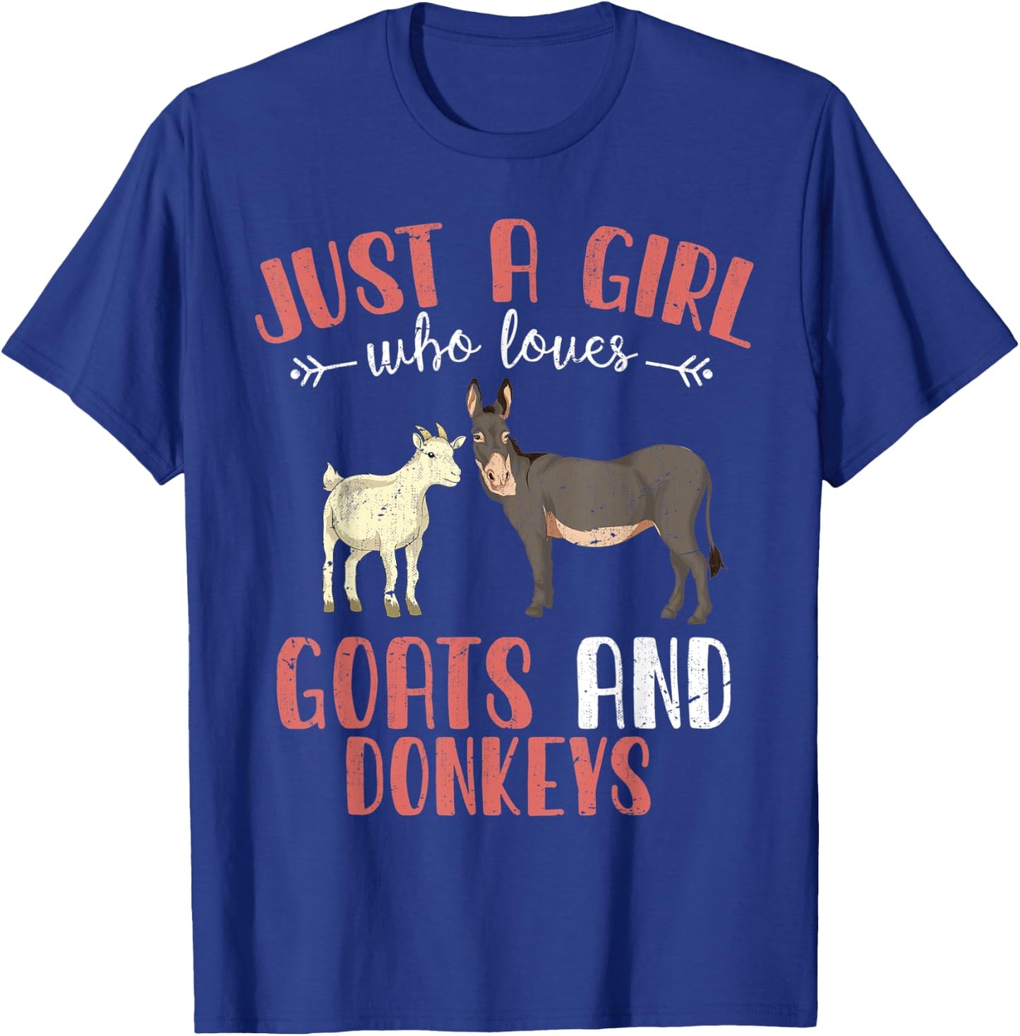 Just A Girl Who Loves Goats And Donkeys Farm Animal Donkey T-Shirt - T-Shirt | Royal