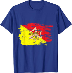 Sicilia Flag Sicily Palermo Italy T-Shirt - T-Shirt | Royal