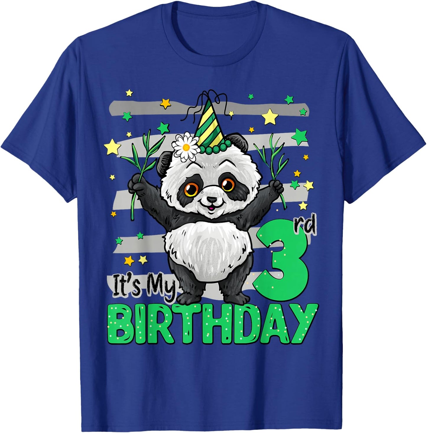 3 Year Old Panda 3rd Birthday Girl Boy Panda Lover Birthday T-Shirt - T-Shirt | Royal
