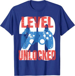 Cute Video Gamer 28th Birthday Gift Level 28 Unlocked T-Shirt - T-Shirt | Royal