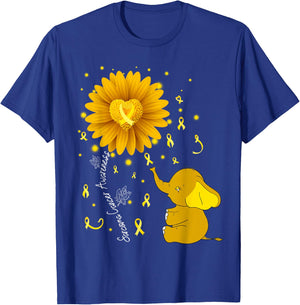 Yellow Ribbon Daisy Flower Elephant Sarcoma Cancer Awareness T-Shirt - T-Shirt | Royal