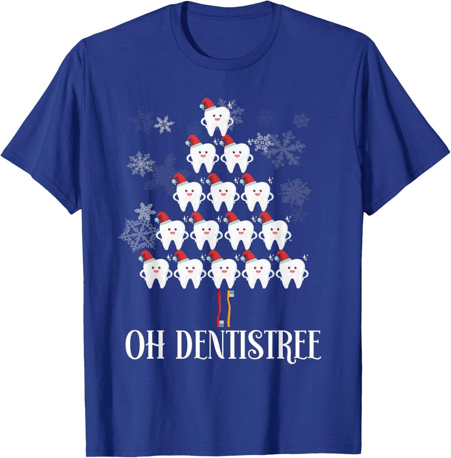 Oh Dentistree - Funny Christmas Tree Dental Hygiene Xmas T-Shirt - T-Shirt | Royal