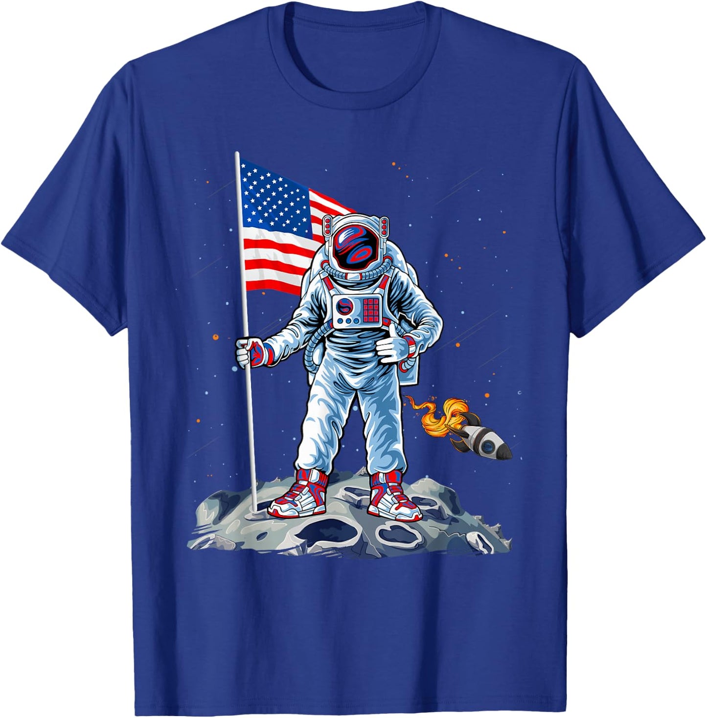Funny Astronaut American Flag Indepedence Day July 4th Boys T-Shirt - T-Shirt | Royal