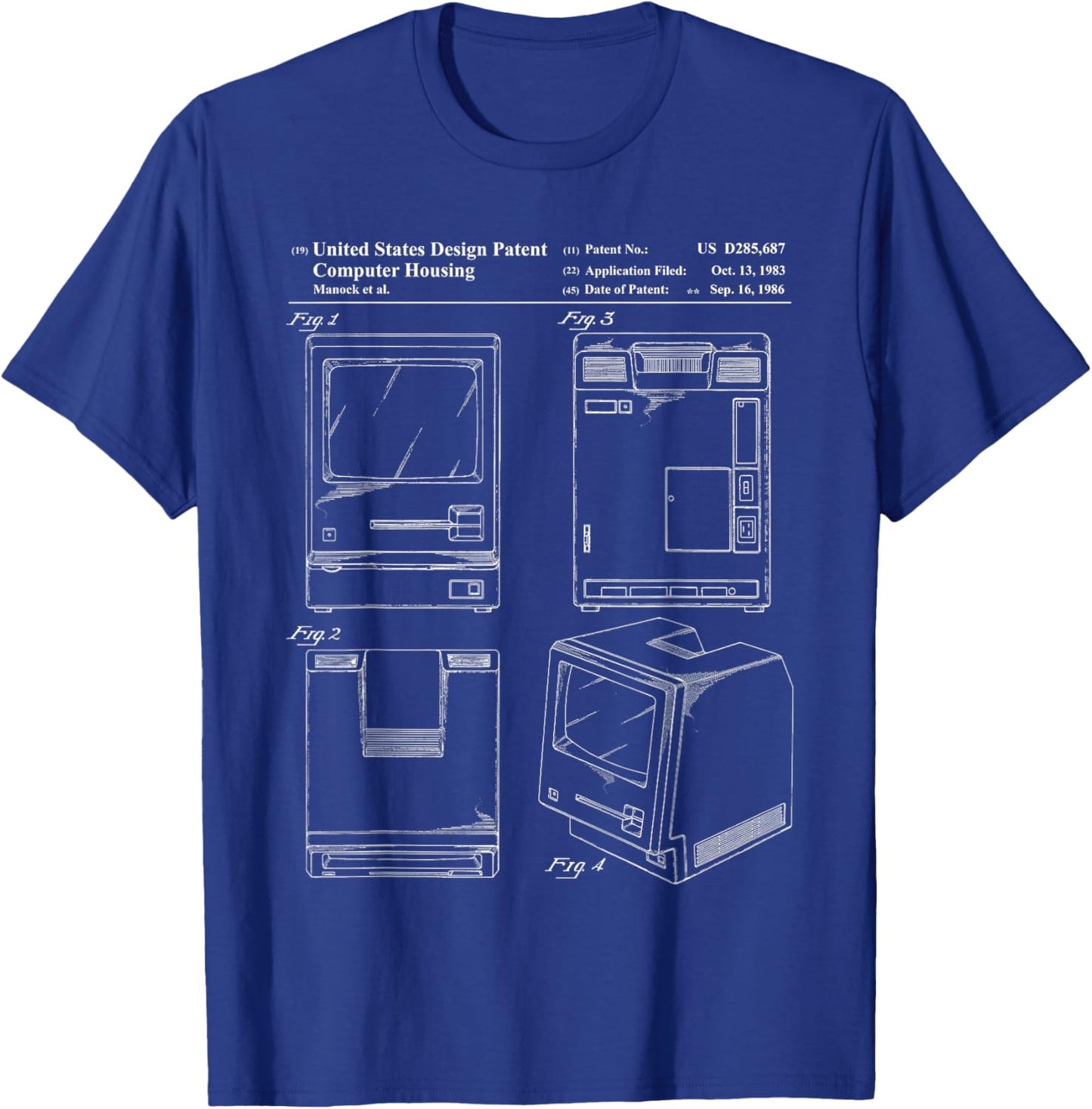 Tech Nerd Gift - Retro Personal Computer Patent Drawing T-Shirt - T-Shirt | Royal