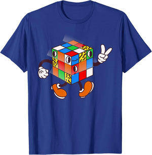 Competitive Puzzle Cube Vintage Cartoon Speed Cubing Hobby T-Shirt - T-Shirt | Royal