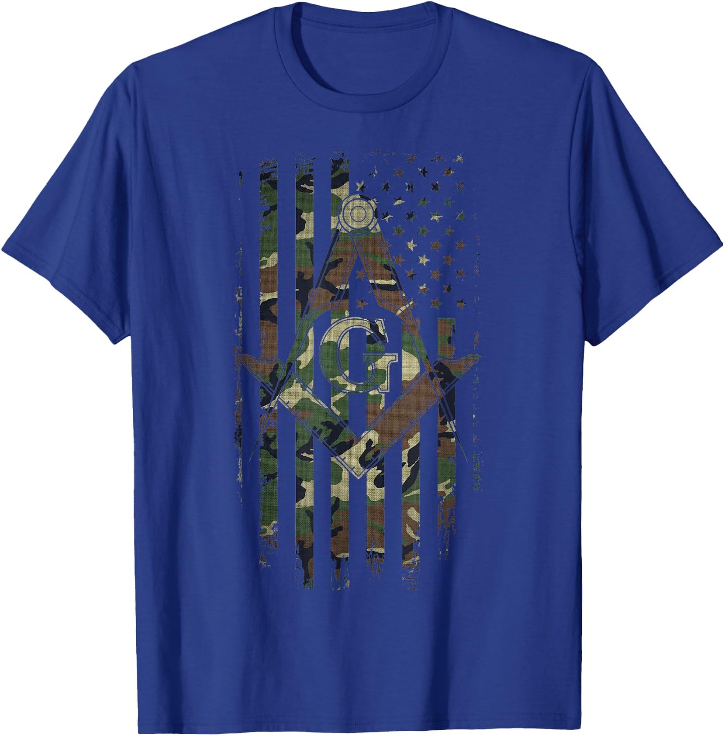 Masonic American Flag Square and Compass - Freemason T-Shirt - T-Shirt | Royal