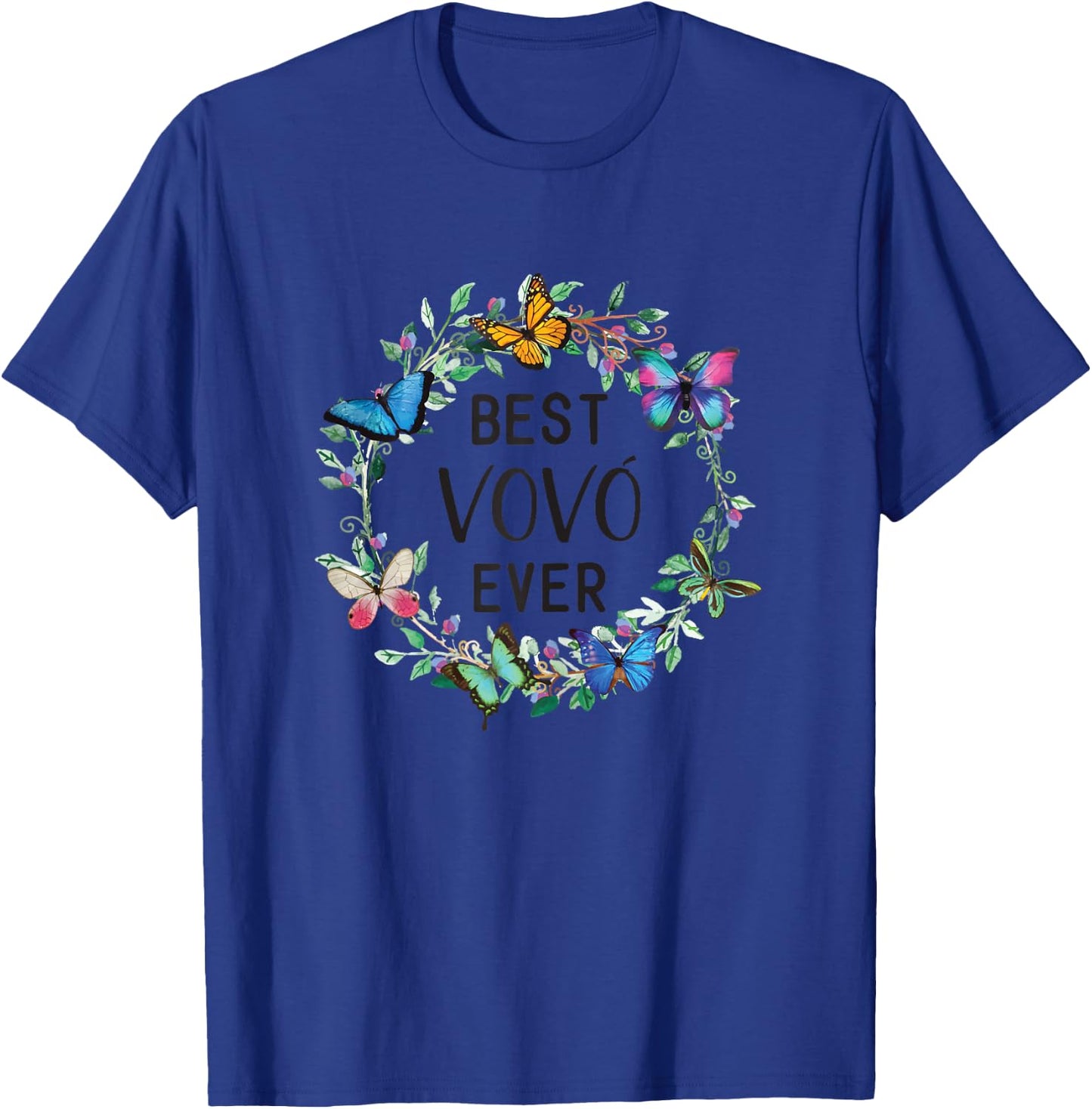 Best VoVo Ever Butterfly Floral Personalized Name T-Shirt - T-Shirt | Royal