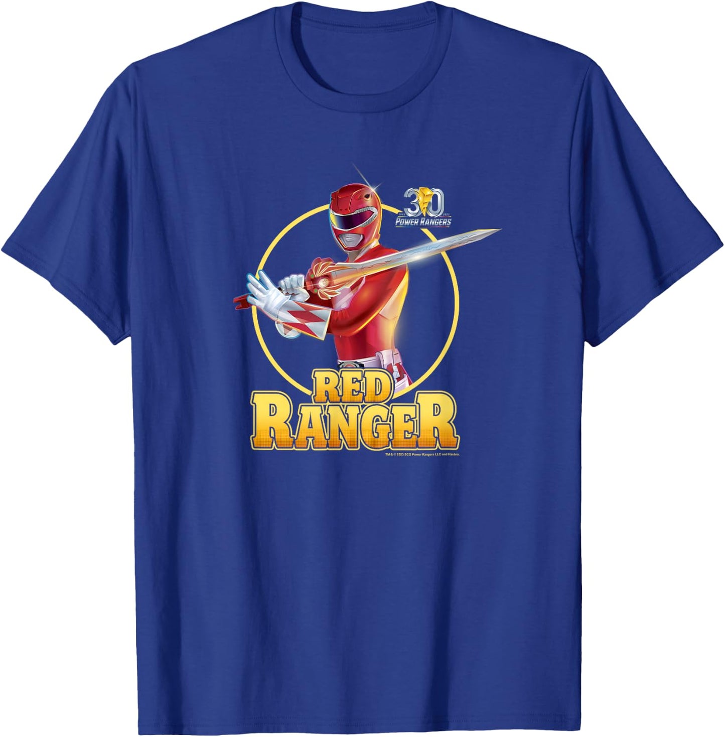 Power Rangers 30th Anniversary Red Ranger Vintage Portrait T-Shirt - T-Shirt | Royal
