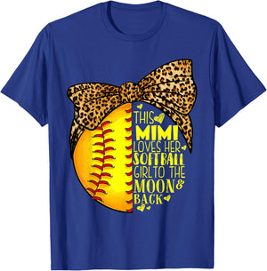 This Mimi Loves Her Softball Girl Mother'S Day Leopard T-Shirt - T-Shirt | Royal