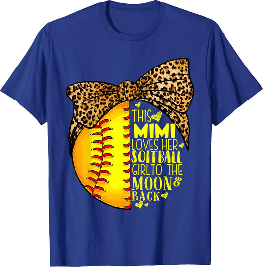 This Mimi Loves Her Softball Girl Mother'S Day Leopard T-Shirt - T-Shirt | Royal