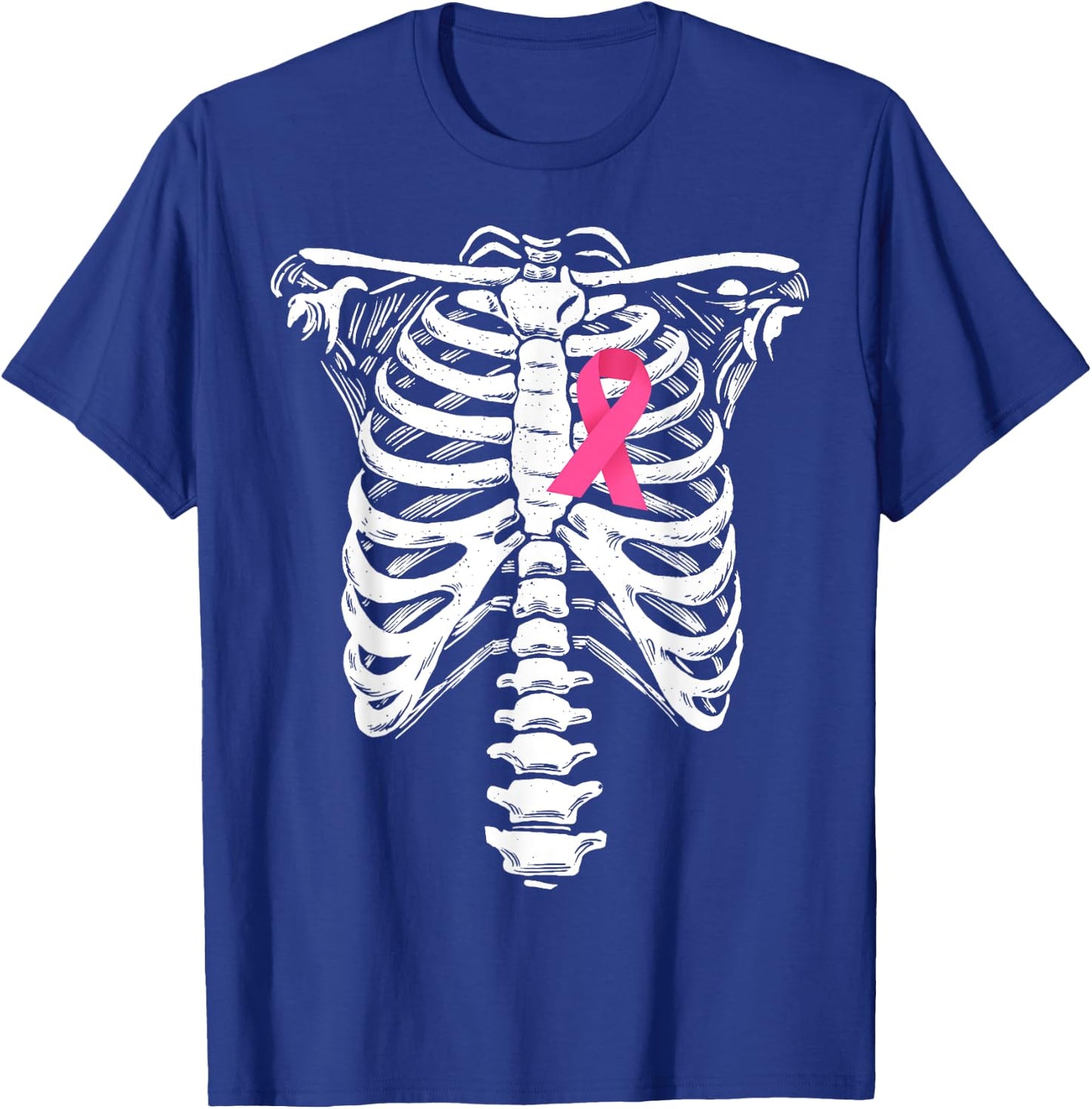 Breast Cancer Awareness Skeleton Wear Pink Ribbon Skeleton T-Shirt - T-Shirt | Royal