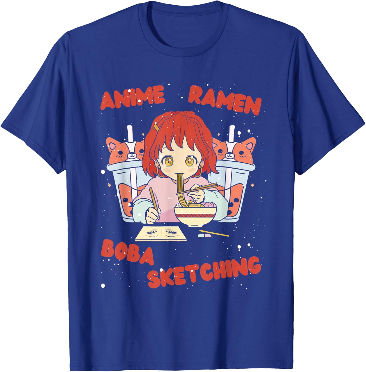 Anime Ramen Boba Sketching Funny Anime Girl Japanese Love T-Shirt - T-Shirt | Royal