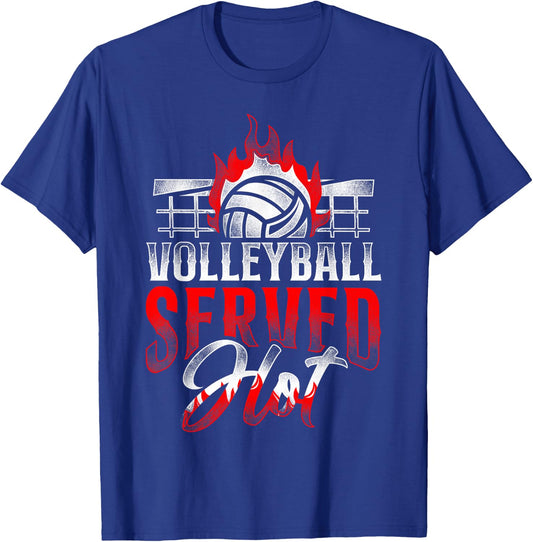 Volleyball Player Team Vintage Volleyball Served Hot T-Shirt - T-Shirt | Royal
