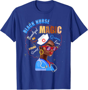 Magic Black Nurse Melanin Black Pride Nurses Day T-Shirt - T-Shirt | Royal