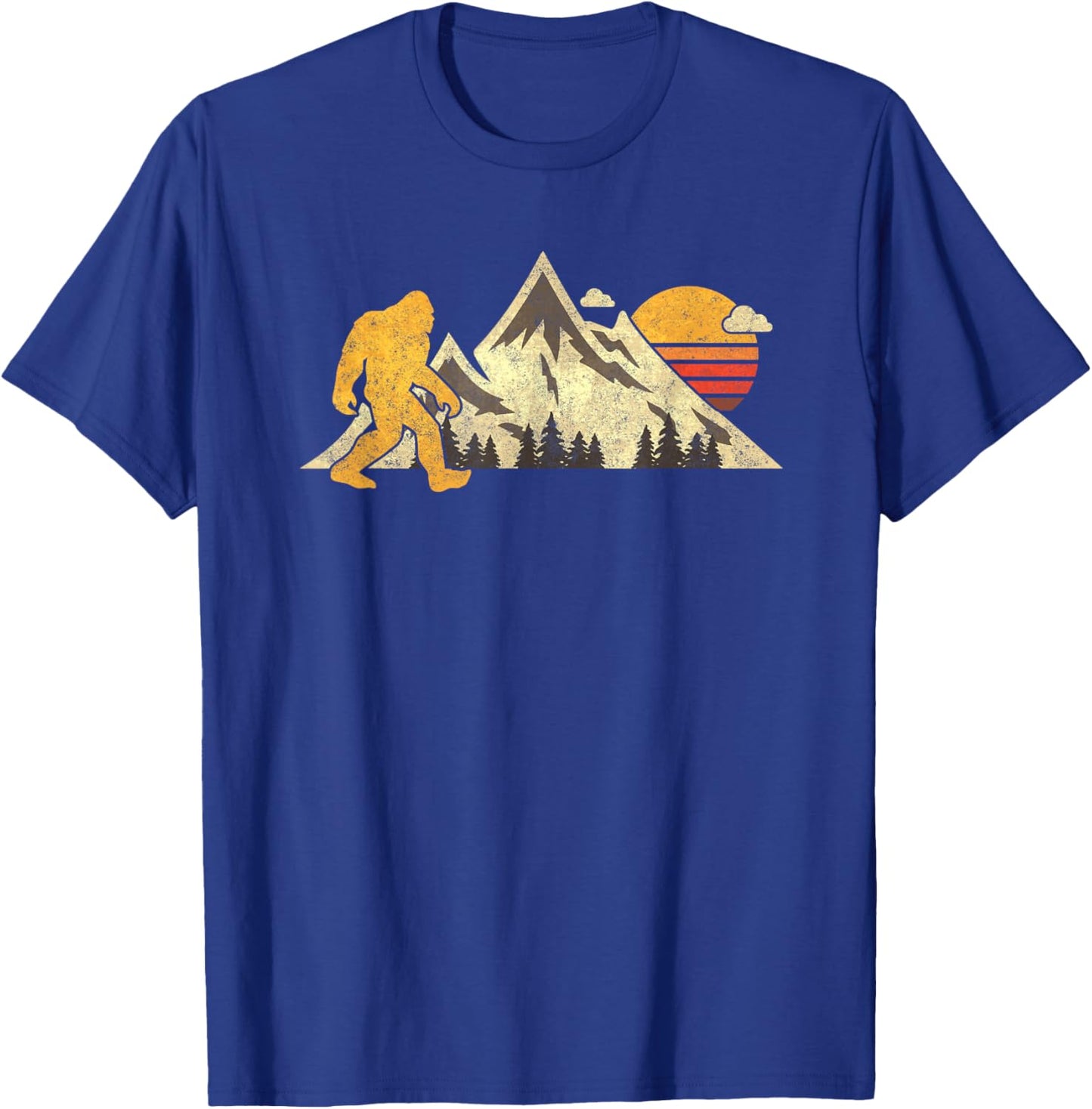 Bigfoot Vintage Mountain Sun Sasquatch Camping Hiking T-Shirt - T-Shirt | Royal