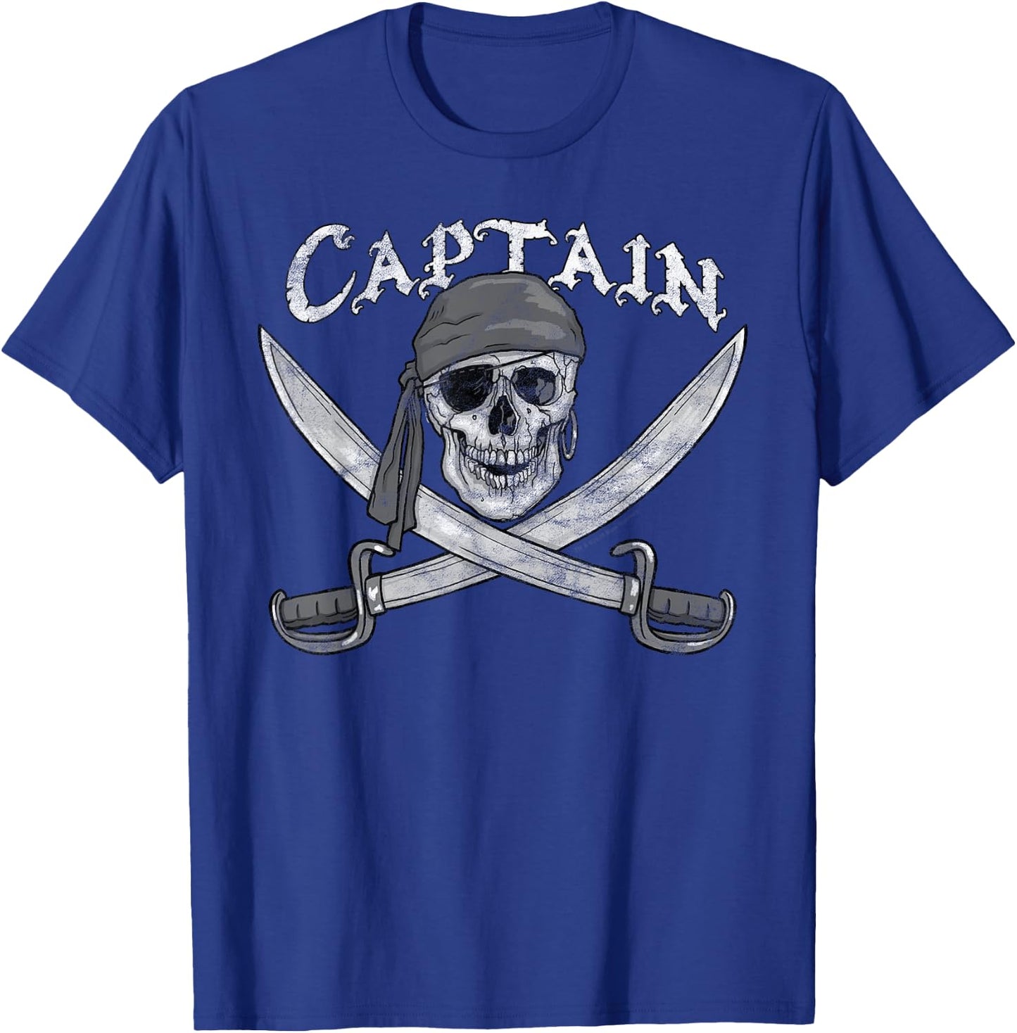 Pirate Ship Captain Skull & Cutlasses Jolly Roger T-Shirt - T-Shirt | Royal