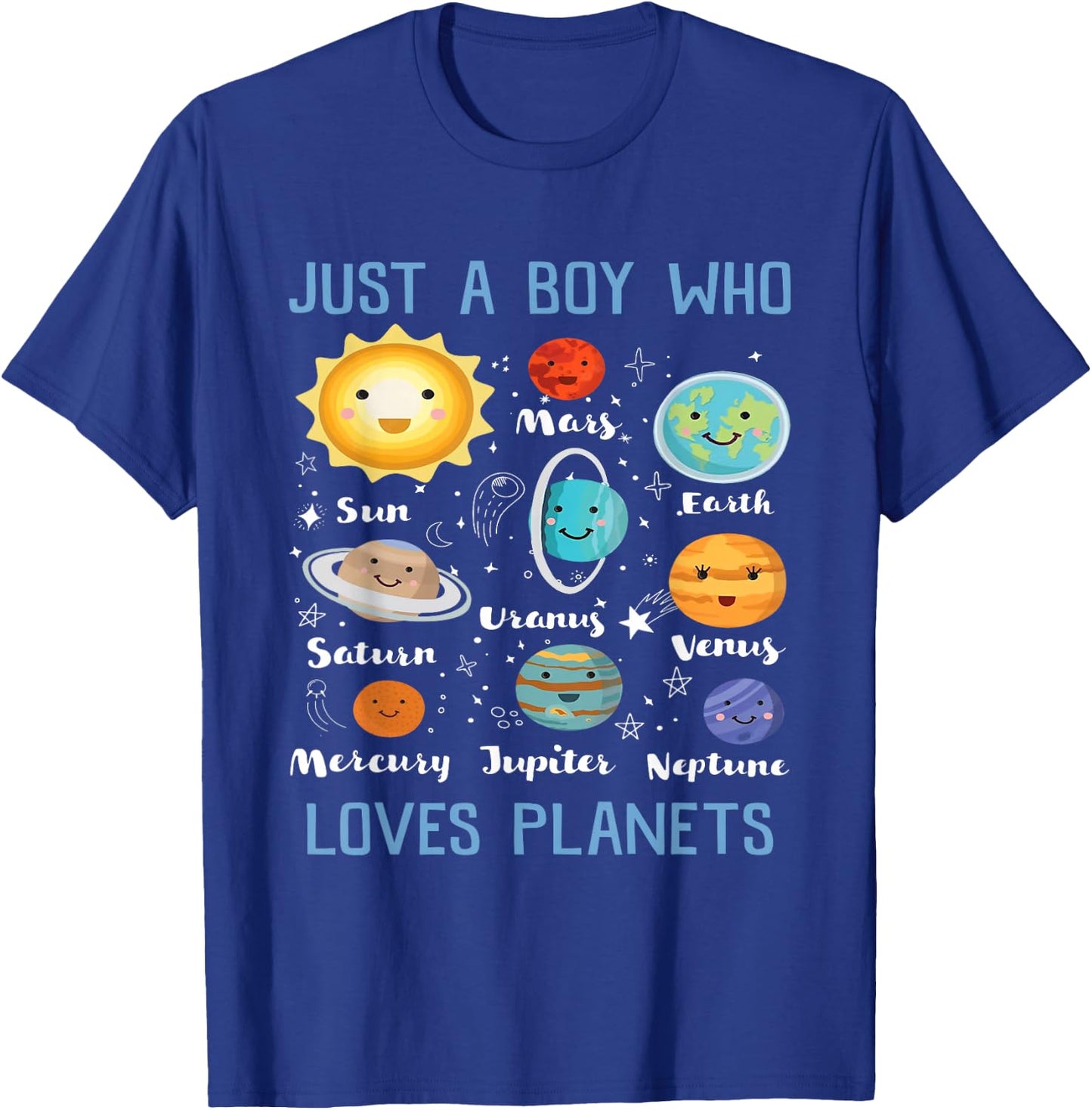 Just A Boy Who Loves Planets Outer Space Solar System Funny T-Shirt - T-Shirt | Royal