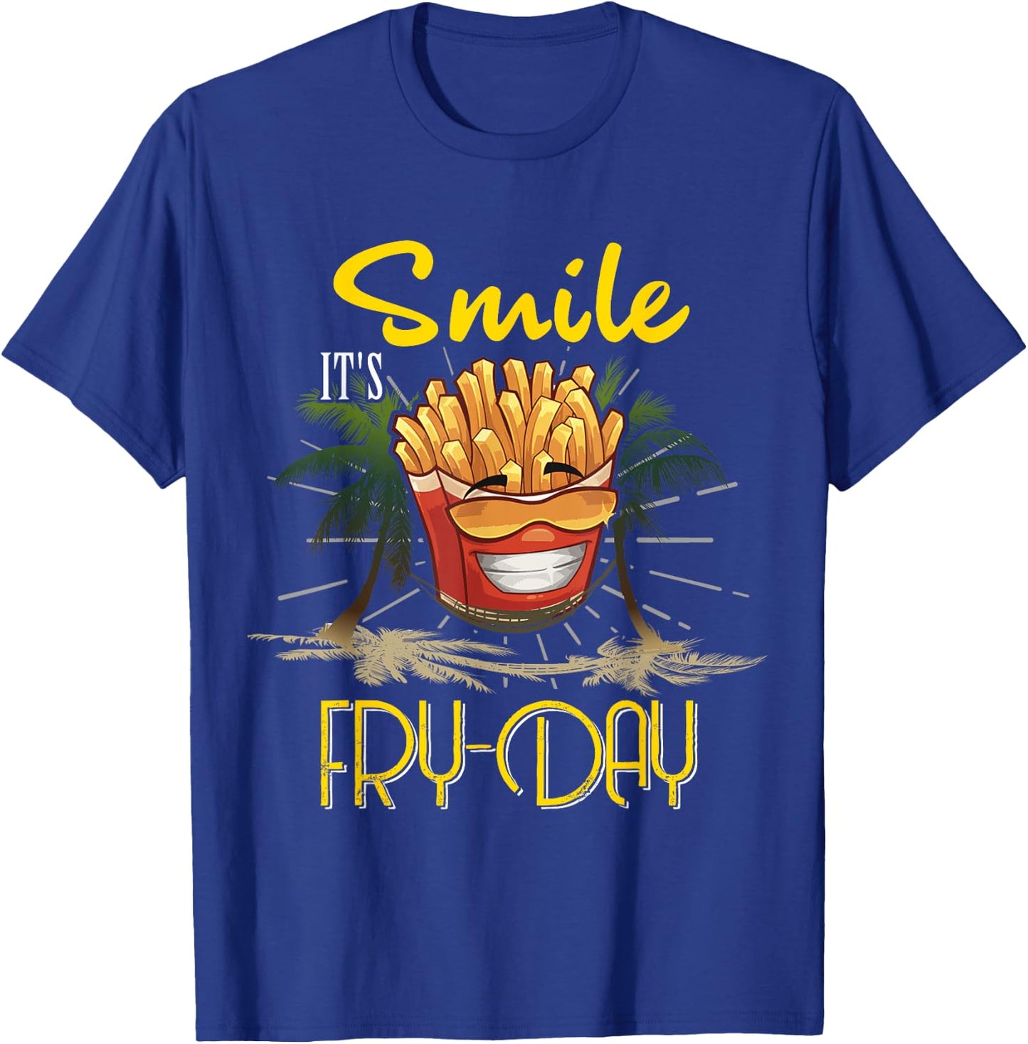 Funny Smile It's Fry-Day Kids Men Women Friday Fun Humor T-Shirt - T-Shirt | Royal