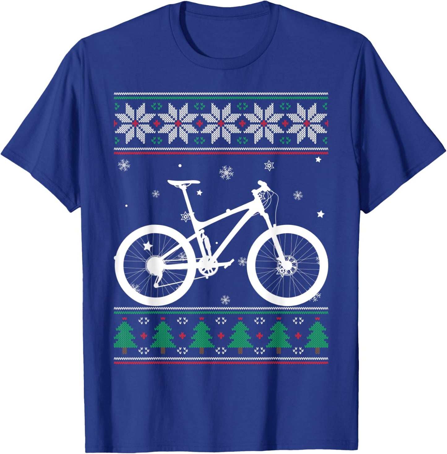Road Biker Mountain Biking Lover MTB Cyclist Ugly Christmas T-Shirt - T-Shirt | Royal