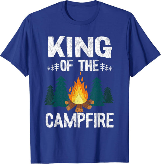 King Of The Campfire Happy Hiking Cousin Camp Funny Camping T-Shirt - T-Shirt | Royal