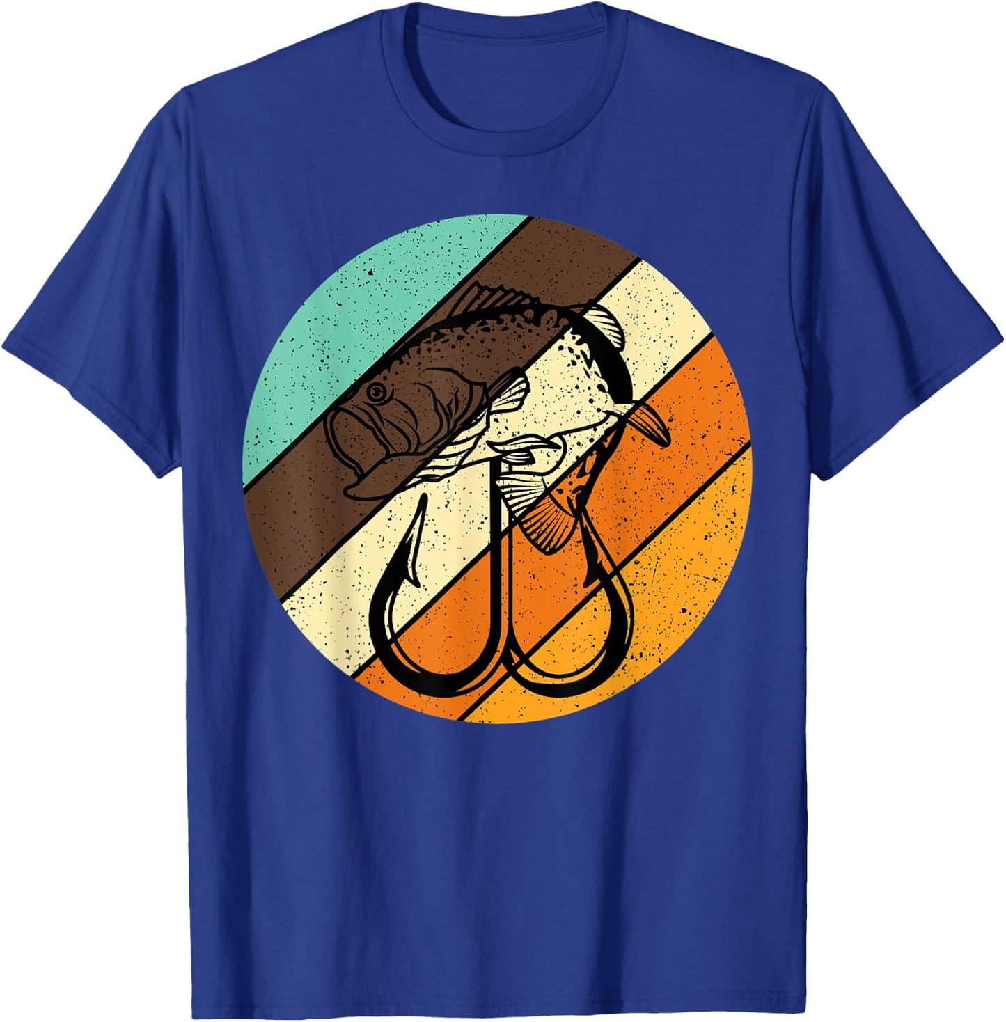 Bass Fishing Retro Vintage Fish Forest Fishhook Fisherman T-Shirt - T-Shirt | Royal