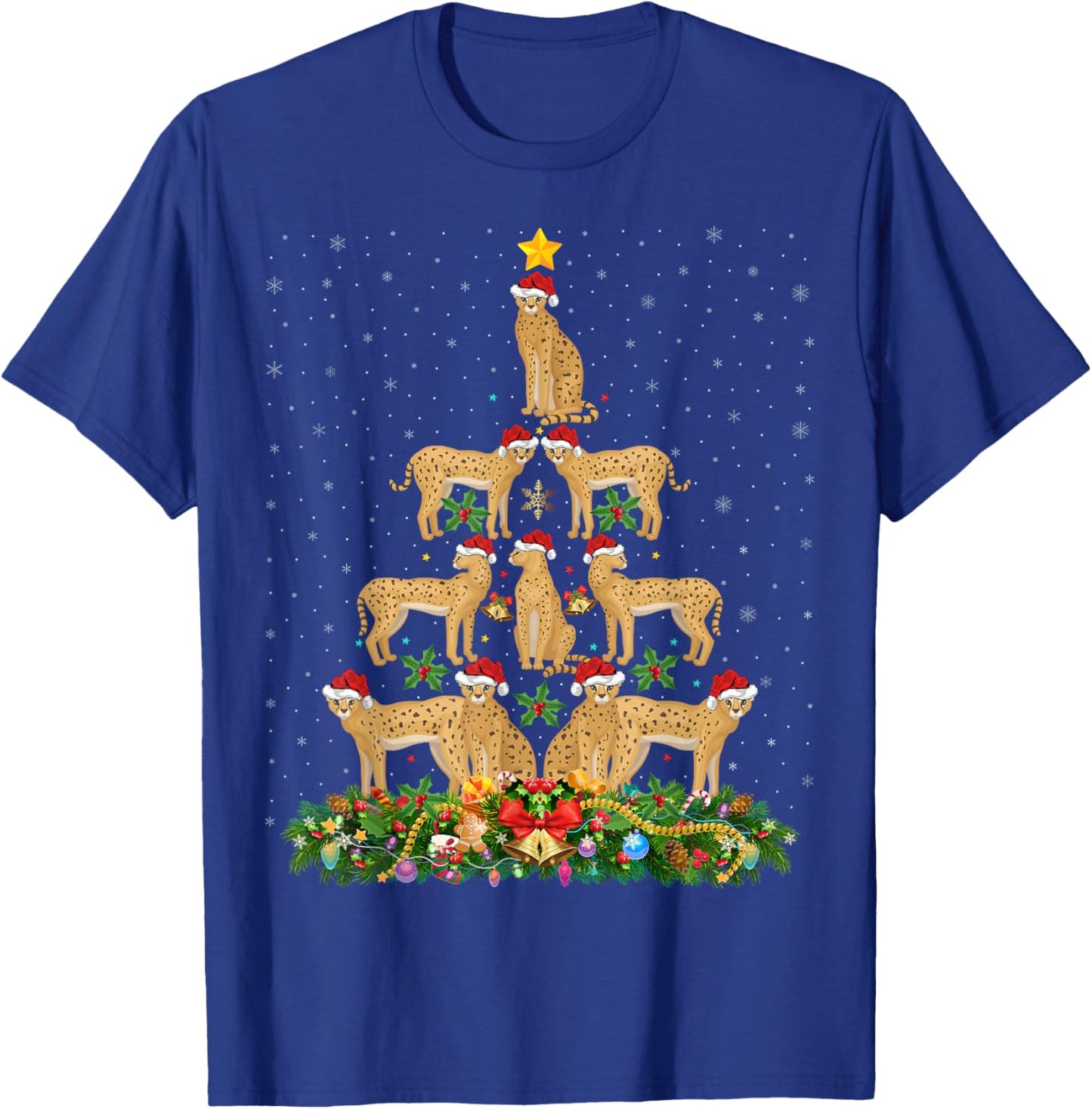 Serval Cat Xmas Tree Gift Santa Hat Serval Christmas Men Women Kids T-Shirt - T-Shirt | Royal