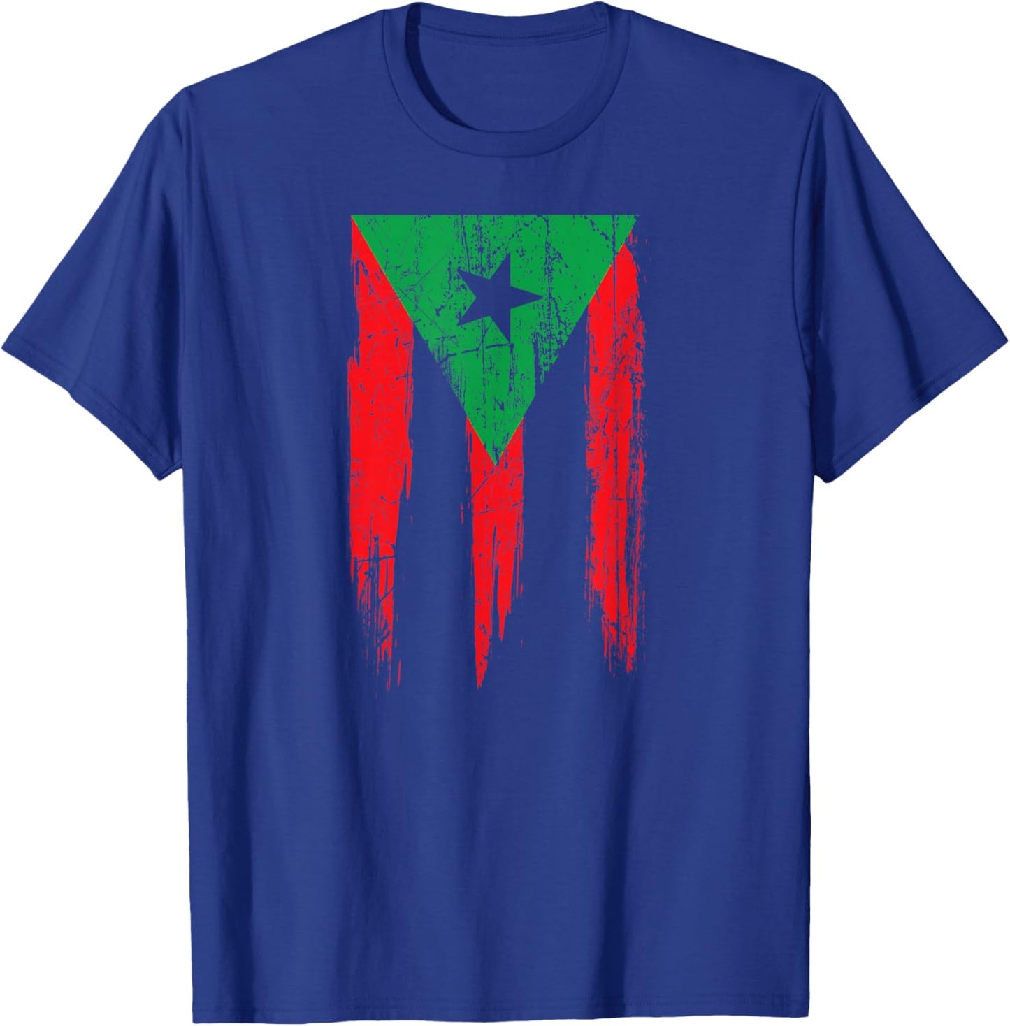 Distressed Afro Latino Flag Afro Boricua Puerto Rico African T-Shirt - T-Shirt | Royal