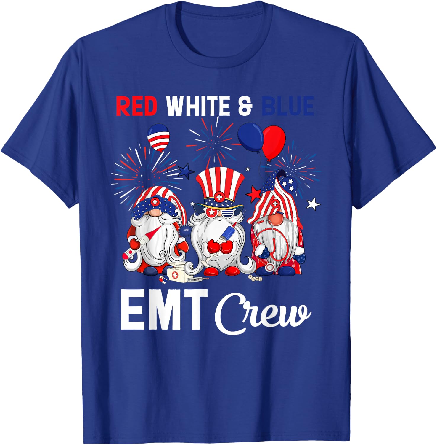 Red White & Blue American EMT Crew 4th Of July Men T-Shirt - T-Shirt | Royal