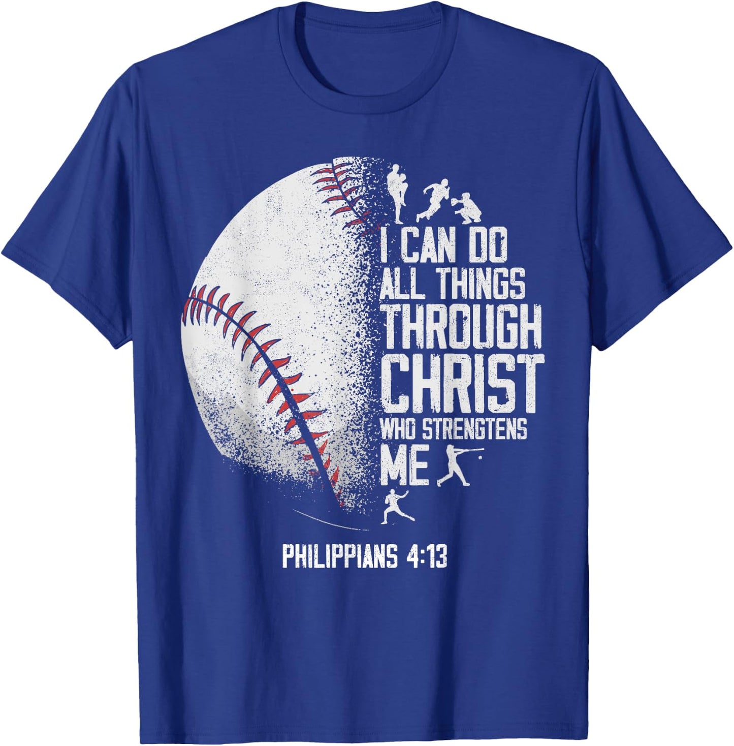Baseball Fan Bible Quote Vintage I Can Do All The Things T-Shirt - T-Shirt | Royal