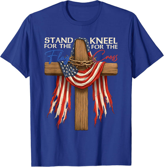 4th of July USA Flag Religious Christian Faith Men Women T-Shirt - T-Shirt | Royal
