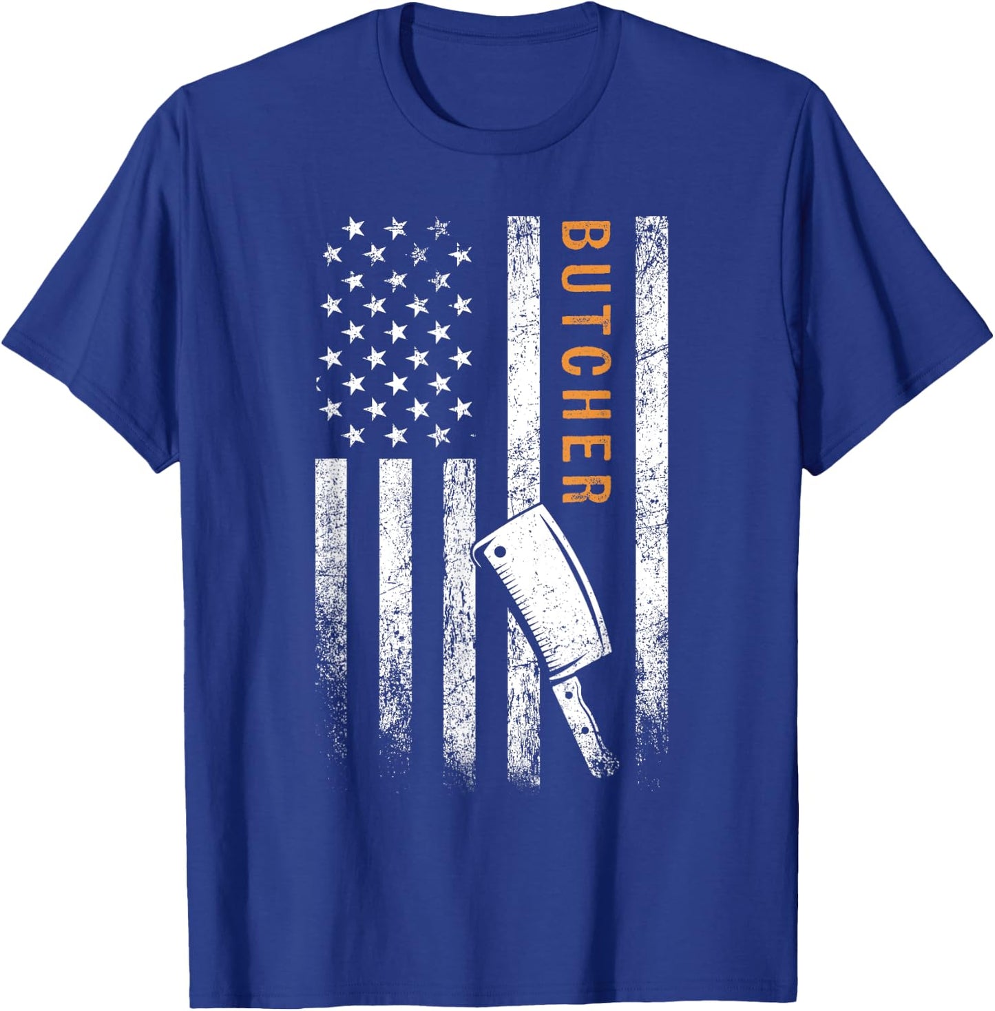 Father's Day Butcher Gifts American Flag Patriotic Modern - Black, Small, Short Sleeve, Classic Fit, -Adults T-Shirt - T-Shirt | Royal
