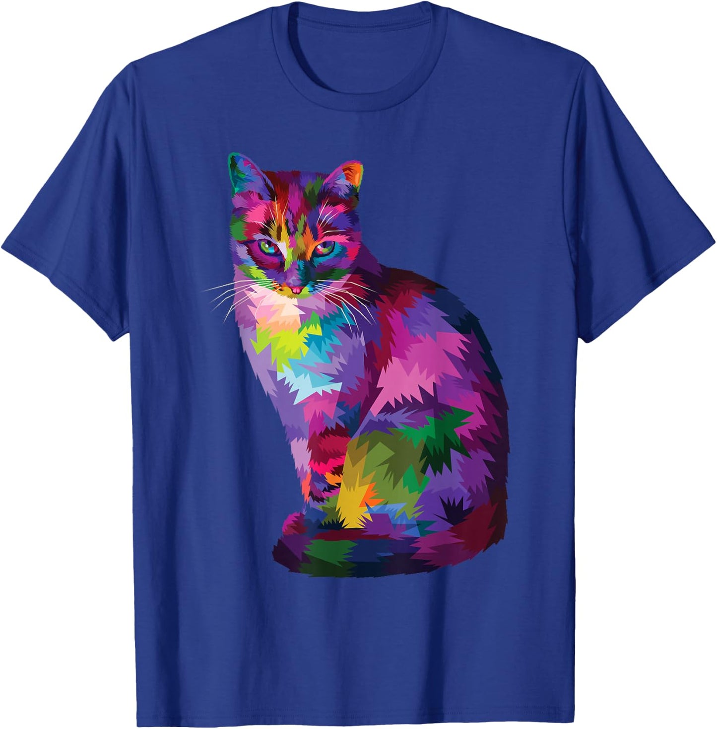 Rainbow Tabby Cat Vibrant Feline Spectrum Kitty Portrait T-Shirt - T-Shirt | Royal