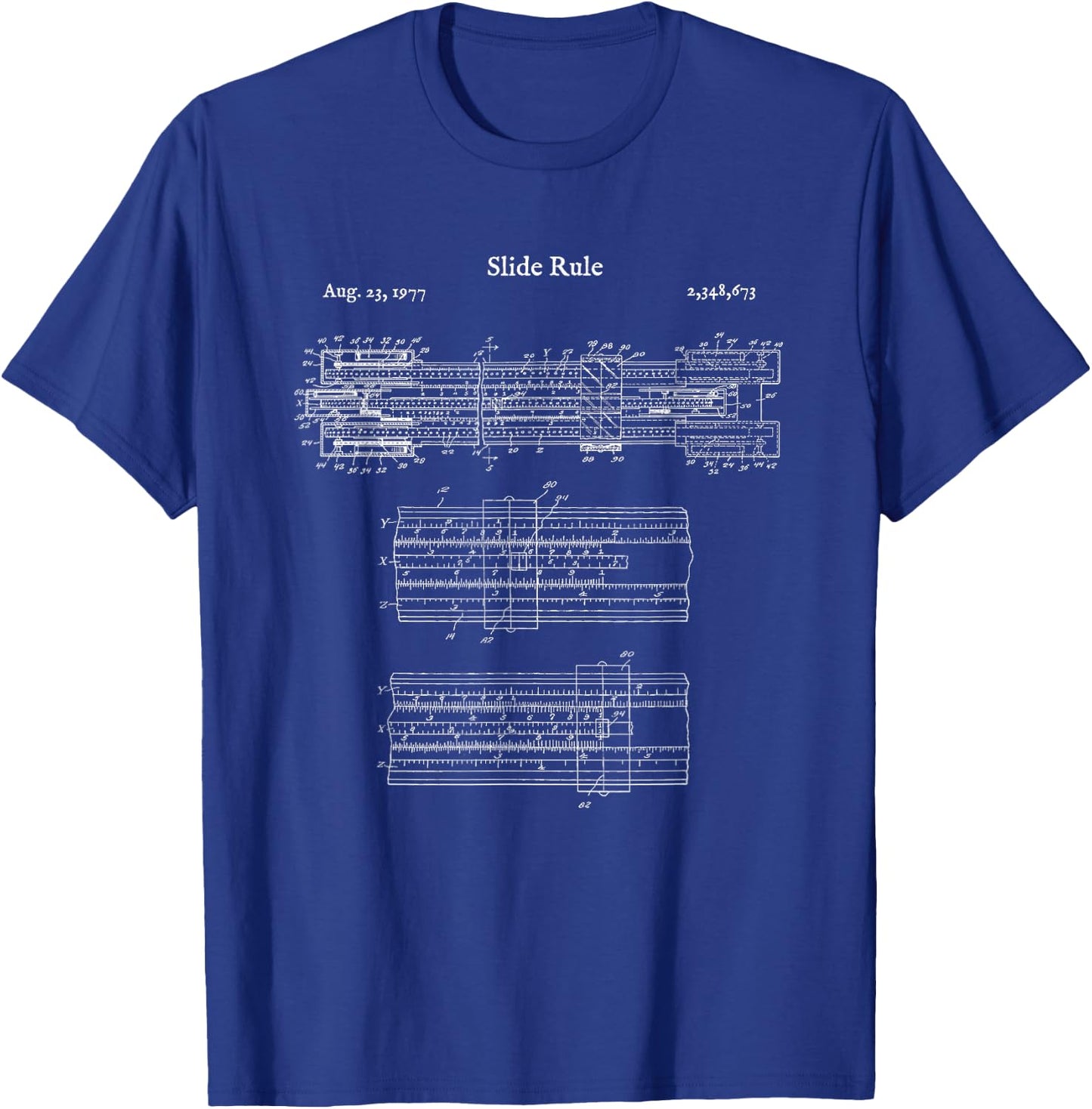 Vintage Slide Rule Shirt - Engineer Mechanical Calculator T-Shirt - T-Shirt | Royal